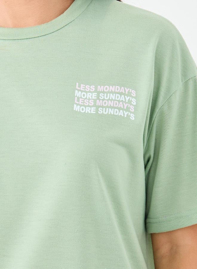 Styli Slogan Drop Shoulder Stripe Sleeve T-Shirt and Joggers Set - Image 4