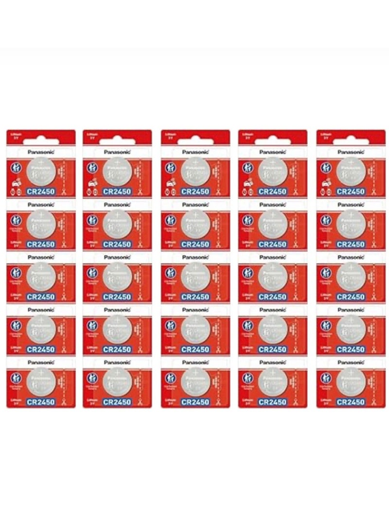 25-Pieces Panasonic CR2450 Lithium 3V Indonesia Batteries