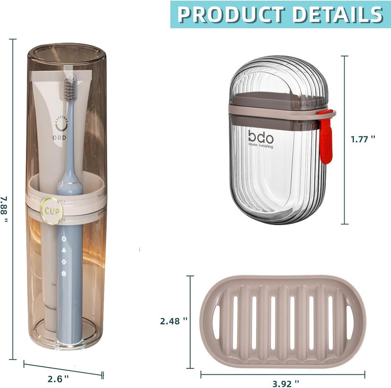 SARVANGAH Toothbrush Travel Case, Portable Travel Soap Container Dish Tray, Portable 7.88 inch Toothpaste Travel Toothbrush Holder with Cover for Travel (Transparent Soap Box and Toothbrush Holder) - Image 4