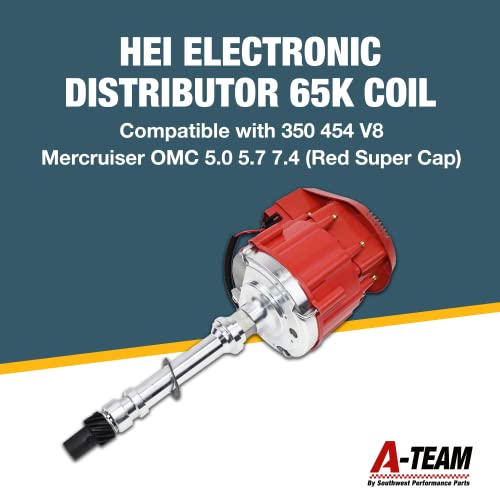 A-Team Performance - Marine HEI Electronic Distributor 65K Coil - Compatible with 350 454 V8 Mercruiser OMC 5.0 5.7 7.4 (Red Super Cap) - Image 3