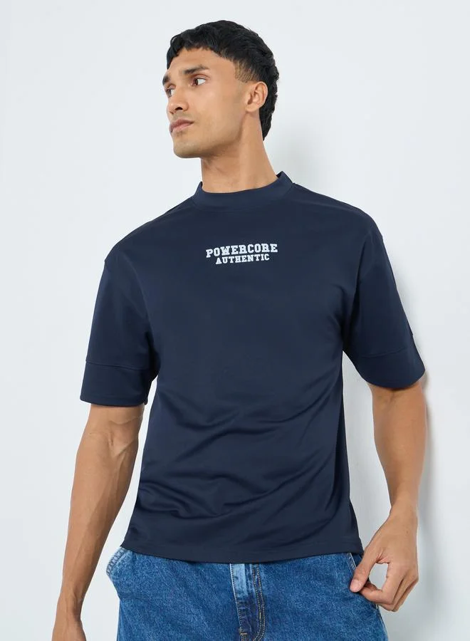 Styli Active Men Oversized Mock Neck Training T-Shirt