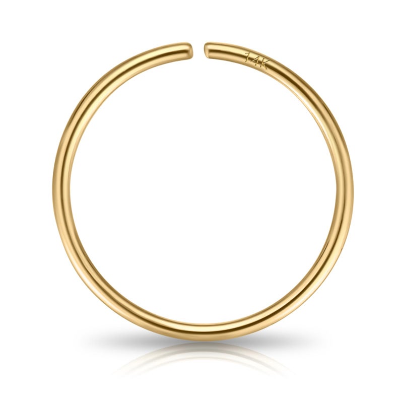 Lulau 14K Solid Gold Nose Ring Hoop for Women Inner Diameter 8mm 5/16 Inch 22G Real 14K Cartilage Hoop Earring 22 Gauge Small Thin Nose Piercings hoops for Men Jewelry (14K Yellow Gold) - Image 1