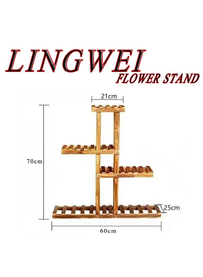LINGWEI حامل النبات 7 الطبقة الخيزران الزهور الأواني حامل للداخلية في الهواء الطلق شرفة غرفة المعيشة فناء ديكور المنزل متعدد رف شاشة الرف - Image 3