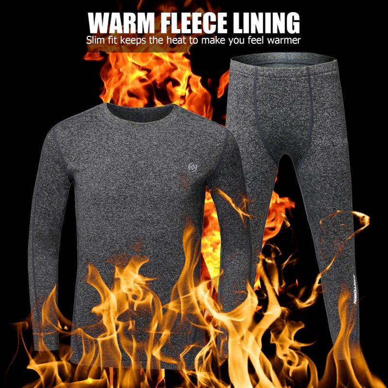 2PCS Children Winter Thermal Underwear Fleece Lining Thick Warm O Neck Long Sleeve Top Pants Long Johns Set - Image 4
