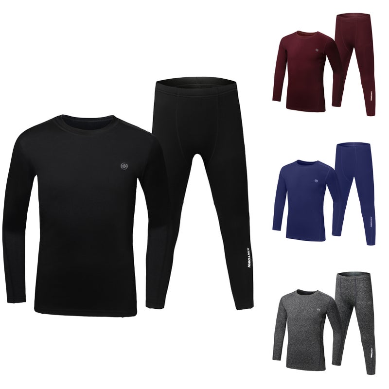 2PCS Children Winter Thermal Underwear Fleece Lining Thick Warm O Neck Long Sleeve Top Pants Long Johns Set - Image 1