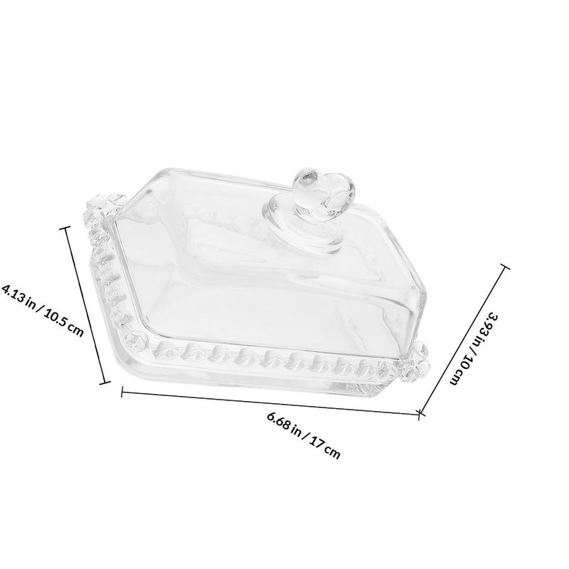 Glass Butter Dish With Lid Reusable Butter Plate Fridge Storage Dustproof Cover - Image 3