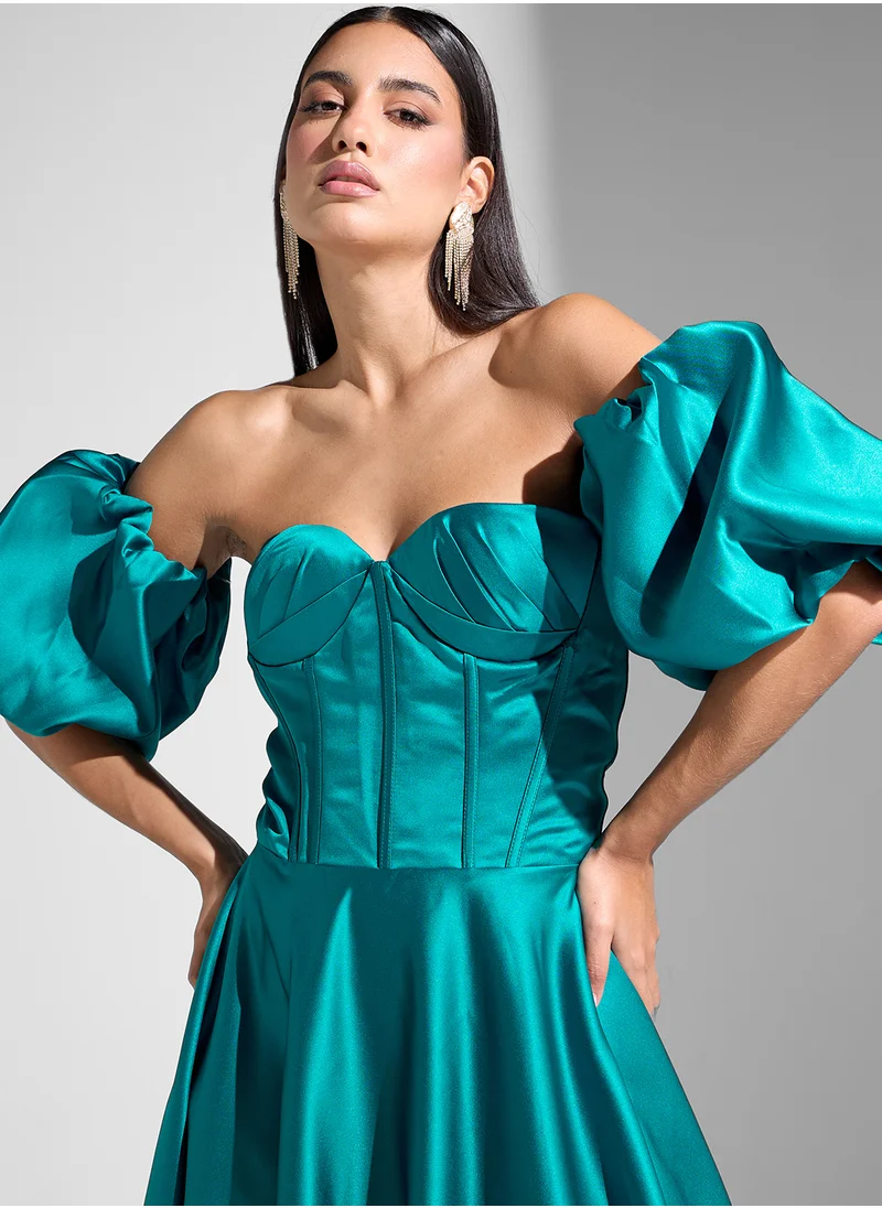 Akadia Fashion Buff sleeves corset dress