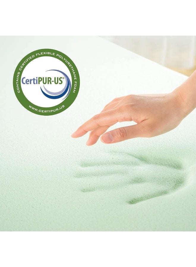 ZINUS 3 Inch Green Tea Memory Foam Mattress Topper PressureRelieving Layers CertiPURUS Certified Twin - Image 2