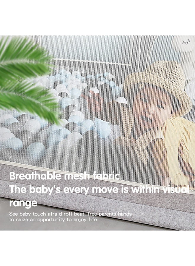 روضة لعب للأطفال، قلم لعب آمن للأطفال الرضع والأطفال الصغار، ساحة لعب بسياج محمول للأطفال مع أكواب شفط مانعة للانزلاق وقماش شبكي مسامي للأماكن الداخلية والخارجية (رمادي، 150 × 180 سم) - Image 5