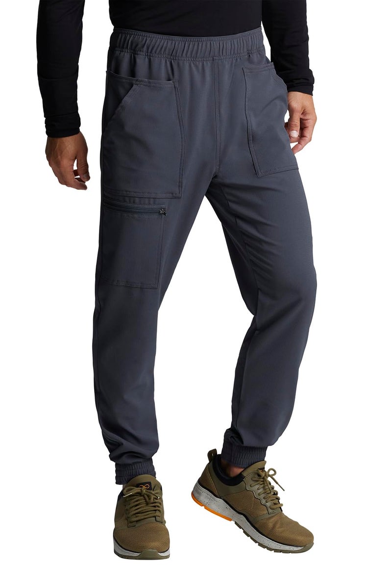 Cherokee Men's Mid Rise Pull-on Jogger Scrubs Pant, Pewter - Image 4