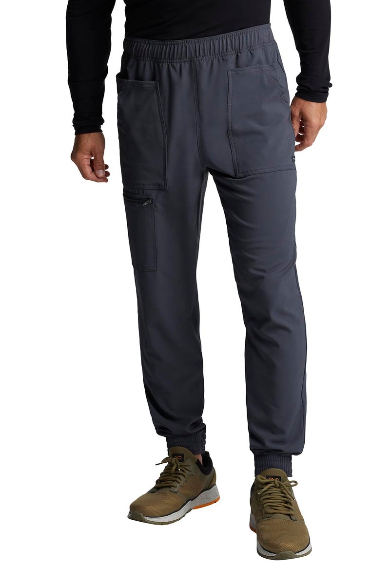 Cherokee Men's Mid Rise Pull-on Jogger Scrubs Pant, Pewter - Image 2