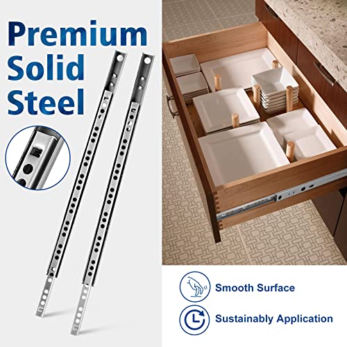 Masendelk 4pcs Ball Bearing Drawer Slides 12 Inch / 310mm, 2 Fold Metal Drawer Tracks, Two Way Slide Track Rail Glides with Mounting Screws - 0.67 Inch Wide - Image 3
