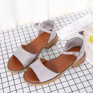 Korean Style Womens Flat Sandals Summer New Roman Sandals Womens Mid-heel One-line Buckle Fashionable All-match Womens Trendy Shoes Grey - pzsku/ZA2B9E4C2683E7E09E92AZ/45/1746201270/f0caf33b-a132-408b-9d18-d74d4fdf7acc