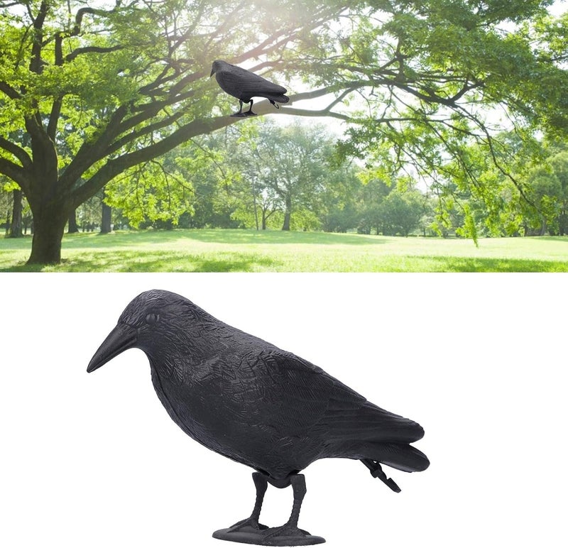 woobles Plastic Crow Decor, Hunting Decoy, Garden Decoration, Smooth Lines Simulation Crow, for Vegetable Garden Garden- - Image 3