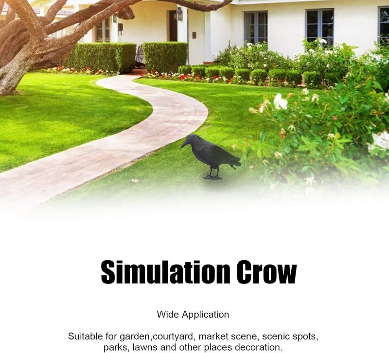 woobles Plastic Crow Decor, Hunting Decoy, Garden Decoration, Smooth Lines Simulation Crow, for Vegetable Garden Garden- - Image 2