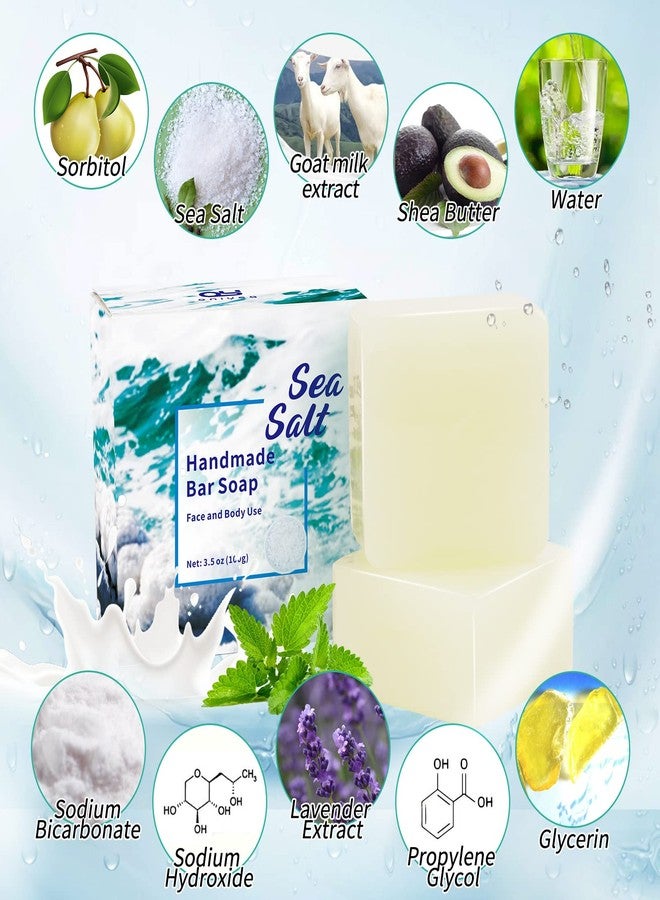 ONIYEA 2 PK Sea Salt Soap 3.5 Oz Each, Exfoliating Acne Deeply Clean Problem Skin, Natural Goat's Milk, All Skin Types, Face Wash Body Wash Skincare, Women Men Gift - Image 2