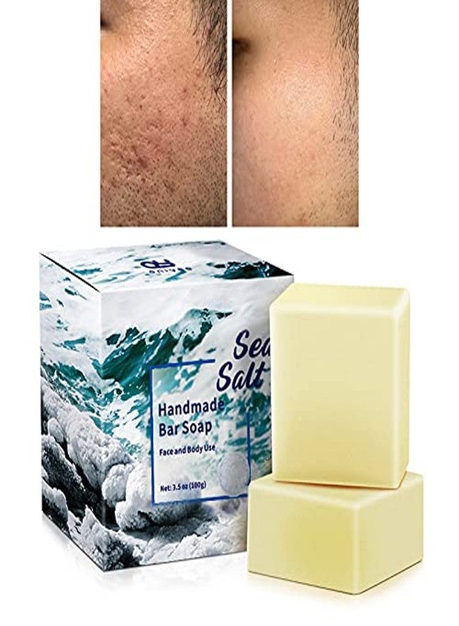 ONIYEA 2 PK Sea Salt Soap 3.5 Oz Each, Exfoliating Acne Deeply Clean Problem Skin, Natural Goat's Milk, All Skin Types, Face Wash Body Wash Skincare, Women Men Gift - Image 1