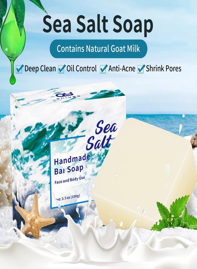 ONIYEA 2 PK Sea Salt Soap 3.5 Oz Each, Exfoliating Acne Deeply Clean Problem Skin, Natural Goat's Milk, All Skin Types, Face Wash Body Wash Skincare, Women Men Gift - Image 4
