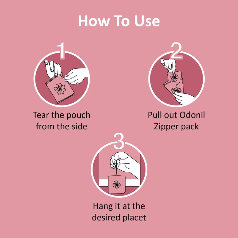 Odonil Bathroom Air Freshener Zipper Mix 30g 10gx3 Assorted Pack Instant Long Lasting Fragrance Lasts upto 30 days Germ Protection Air Freshener for Bathroom Toilet Home Office - Image 4