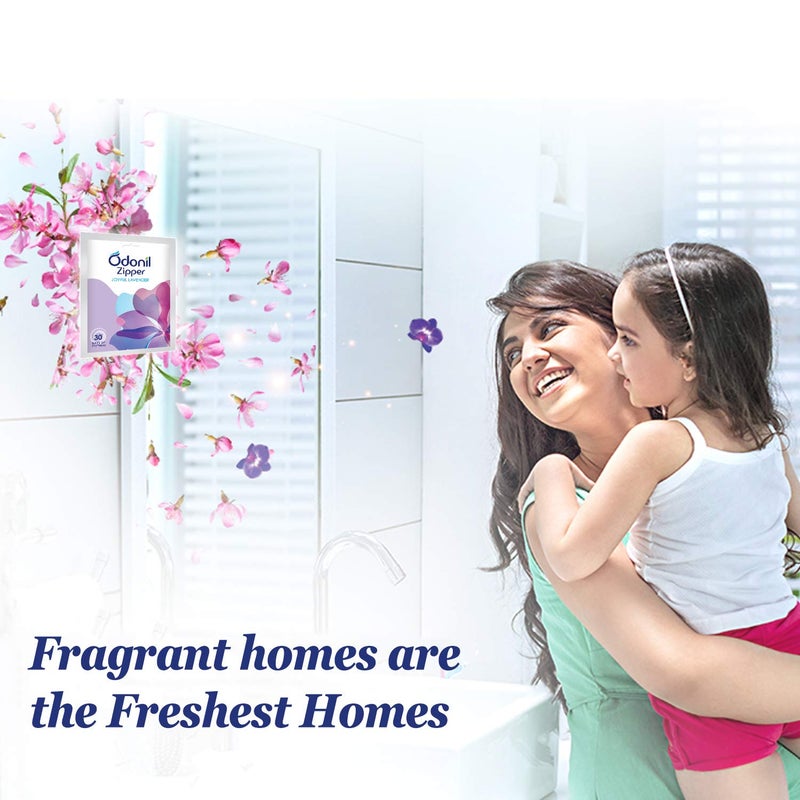 Odonil Bathroom Air Freshener Zipper Mix 30g 10gx3 Assorted Pack Instant Long Lasting Fragrance Lasts upto 30 days Germ Protection Air Freshener for Bathroom Toilet Home Office - Image 3