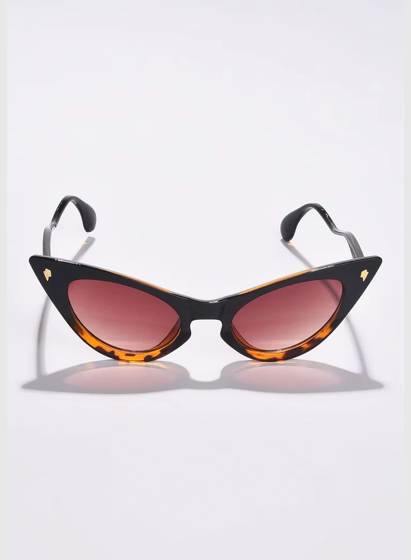 Haute Sauce Women Brown Lens Brown Cateye Sunglasses