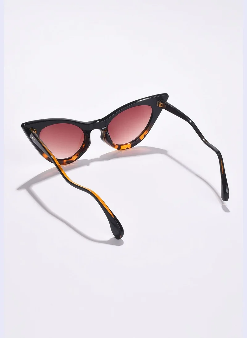 Haute Sauce Women Brown Lens Brown Cateye Sunglasses