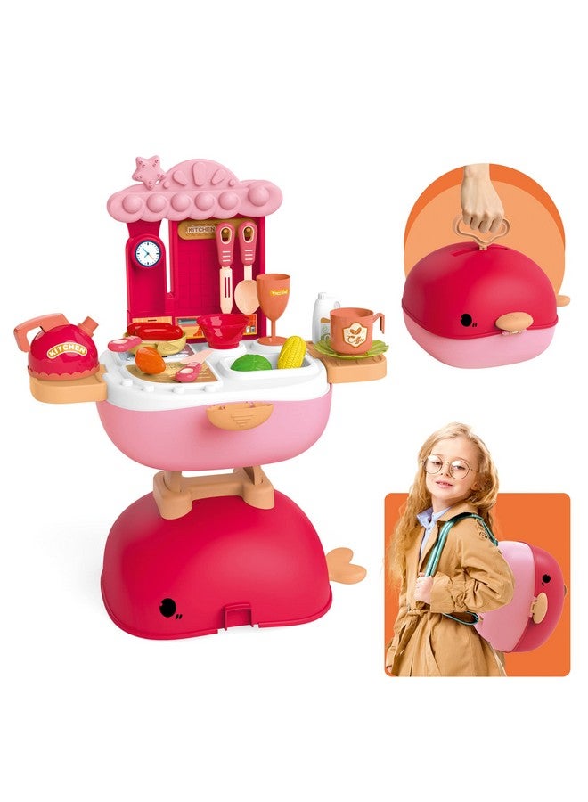 Webby 3 IN1 Kitchen Set Role Play for Girls |Foldable Backpack | School Bag | Pretend Play Toy for Kids (30 Pcs) - Image 2