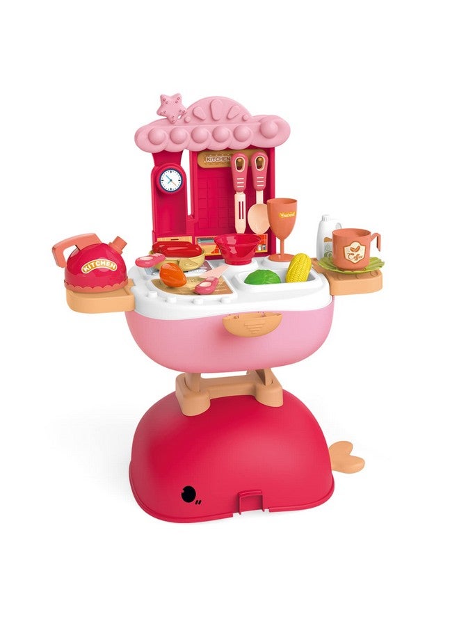 Webby 3 IN1 Kitchen Set Role Play for Girls |Foldable Backpack | School Bag | Pretend Play Toy for Kids (30 Pcs) - Image 1