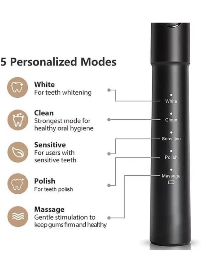 Bitvae E11 + F5020E Electric Toothbrush and Water Flosser, 5 Modes, 4 Brush Heads, 4 Flosser Nozzles, 300ml Water Tank, IPX7, Black - Image 4