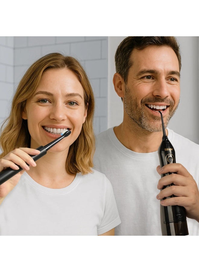 Bitvae E11 + F5020E Electric Toothbrush and Water Flosser, 5 Modes, 4 Brush Heads, 4 Flosser Nozzles, 300ml Water Tank, IPX7, Black - Image 5