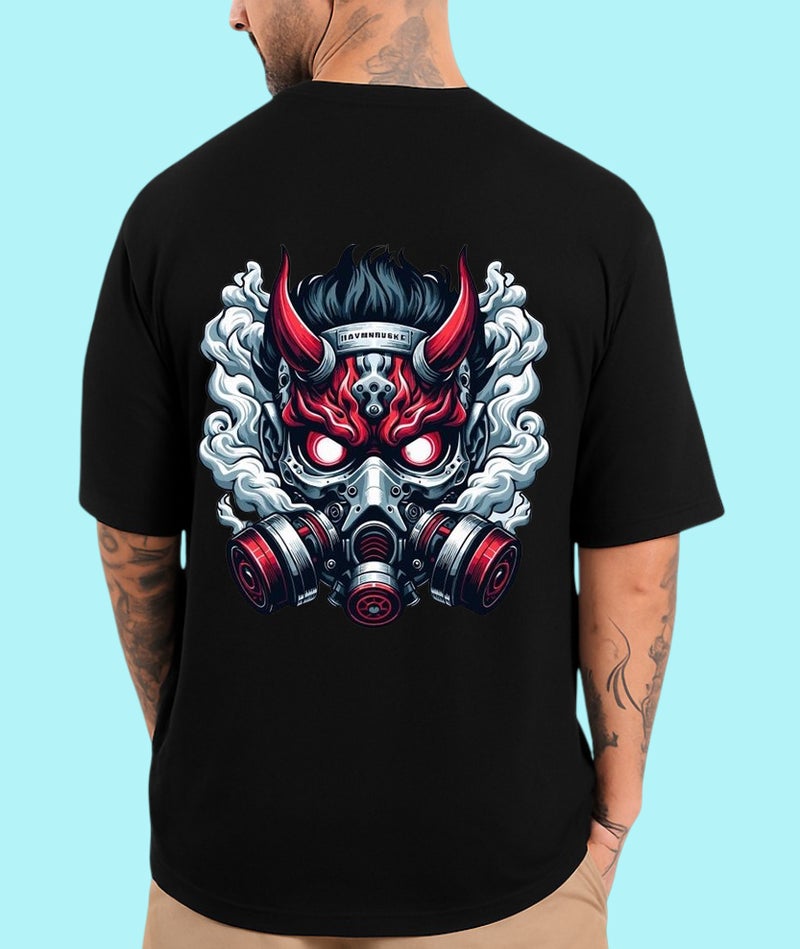 DIVIS Men's Black Graphic T-Shirt for Street Style - Image 1