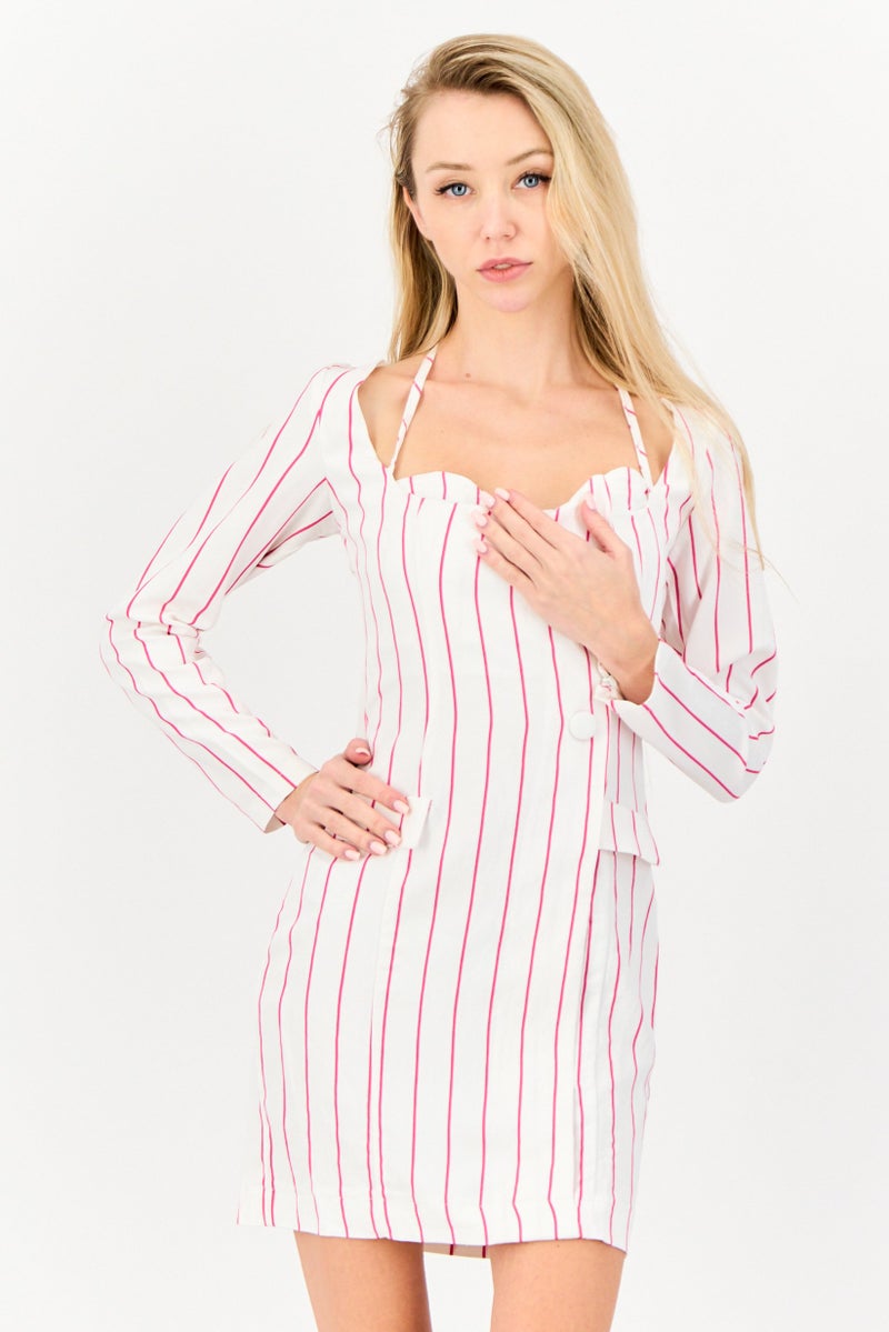 ASOS فستان ميني مخطط نسائي من أسوس لوكس، متعدد الألوان - Image 1