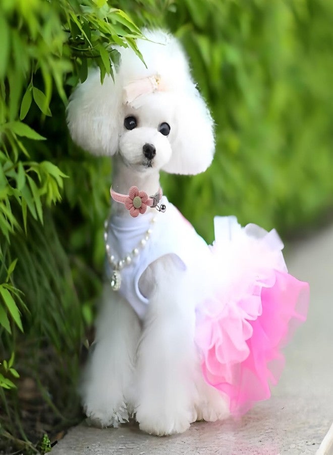 cyhaen XXS Dog Collar with Bell,Pink Flower Cat Collar with Bells Suede Girl Cute Fancy Puppy Collar with Bells for XXS XS Tiny Little Kitten Pet Female Dogs,Neck 8-12 Inch - Image 3