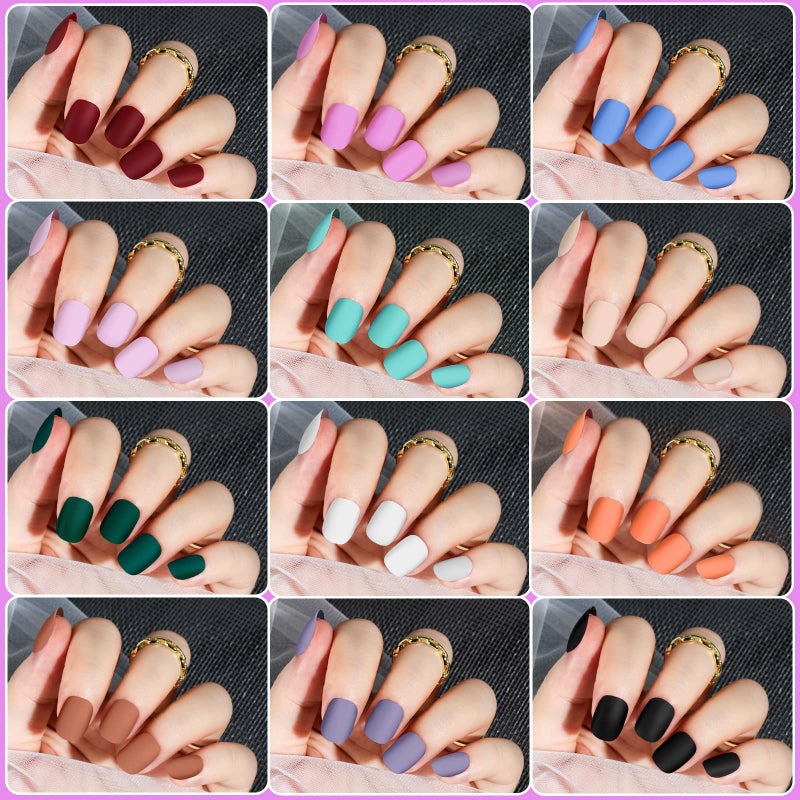 Teenitor 288pcs Short Press On Nails, Teenitor Matte Acrylic False Nails With Glue, 12 Color Glue On Nails For Small Hands - Image 3