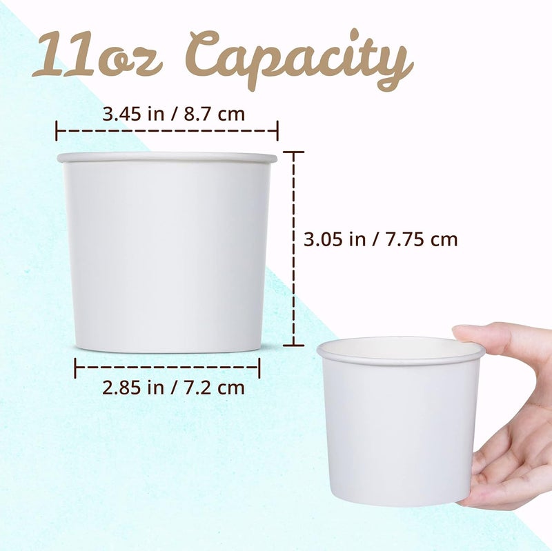 MATICAN Paper Ice Cream Cups - 50-Count 11-Oz Disposable Dessert Bowls for Hot or Cold Food, 11-Ounce Party Supplies Treat Cups for Sundae, Frozen Yogurt, Soup, White - Image 4