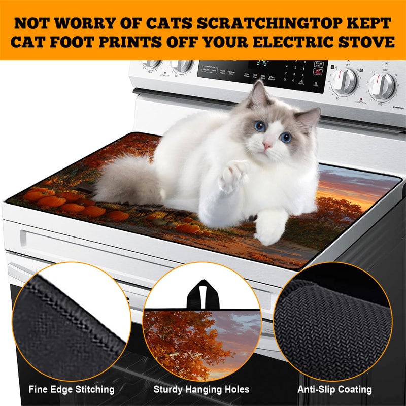 AOHMPT Multi-Design Stove Cover for Glass/Electric Stoves - 3-in-1 Heat-Resistant Protector Mat, Non-Slip Drying Rack 28"x20" - Image 4