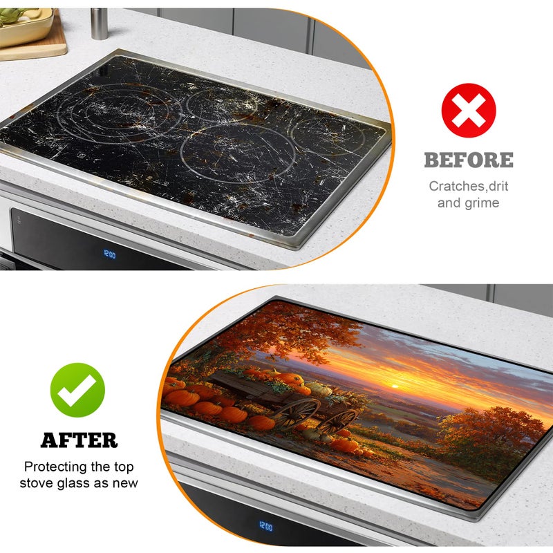 AOHMPT Multi-Design Stove Cover for Glass/Electric Stoves - 3-in-1 Heat-Resistant Protector Mat, Non-Slip Drying Rack 28"x20" - Image 5