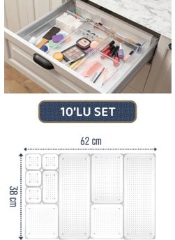 Boz House 10-Piece Modular Drawer Organizer, Bathroom Makeup and Jewelry Organizer  - Image 1