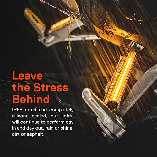 ONLINE LED STORE True Mods 2pc 5" Amber LED Motorcycle Running & Turn Signal Tail Light Strip Kit [Waterproof] [Single Row] [50% DRL] [100% Blinker] Self Adhesive Surface Mount Flexible Front Fork Lamp for ATV Bike - Image 4