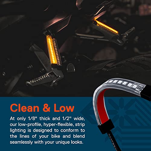 ONLINE LED STORE True Mods 2pc 5" Amber LED Motorcycle Running & Turn Signal Tail Light Strip Kit [Waterproof] [Single Row] [50% DRL] [100% Blinker] Self Adhesive Surface Mount Flexible Front Fork Lamp for ATV Bike - Image 5