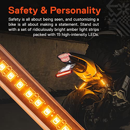 ONLINE LED STORE True Mods 2pc 5" Amber LED Motorcycle Running & Turn Signal Tail Light Strip Kit [Waterproof] [Single Row] [50% DRL] [100% Blinker] Self Adhesive Surface Mount Flexible Front Fork Lamp for ATV Bike - Image 3