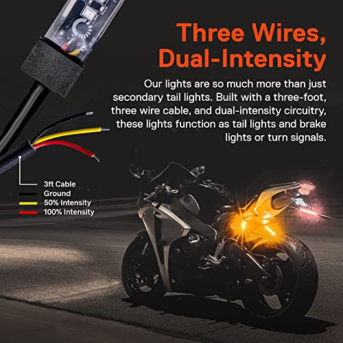 ONLINE LED STORE True Mods 2pc 5" Amber LED Motorcycle Running & Turn Signal Tail Light Strip Kit [Waterproof] [Single Row] [50% DRL] [100% Blinker] Self Adhesive Surface Mount Flexible Front Fork Lamp for ATV Bike - Image 2