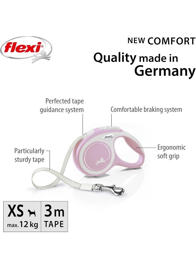 Flexi سير مرن مريح صغير جداً 3M رمادي ووردي قابل للسحب لكلاب تصل وزنها إلى 12 كجم/26 رطل - Image 2