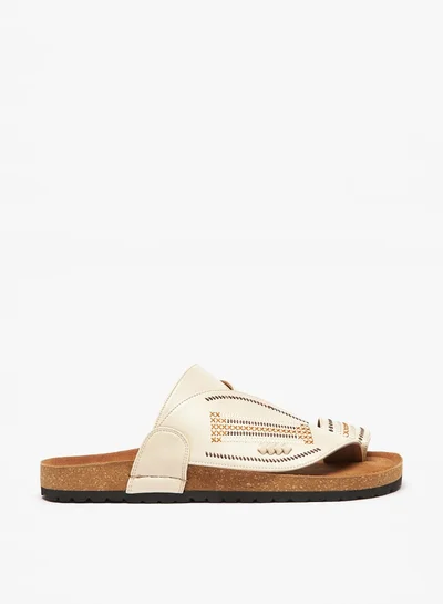 Al Waha Men's Textured Slip-On Arabic Sandals with Toe Loop Detail