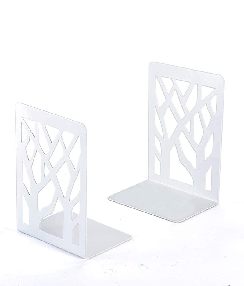 NICOYA Metal Bookends for Shelves Heavy Base Book End Holders for Office White 2 - Image 1