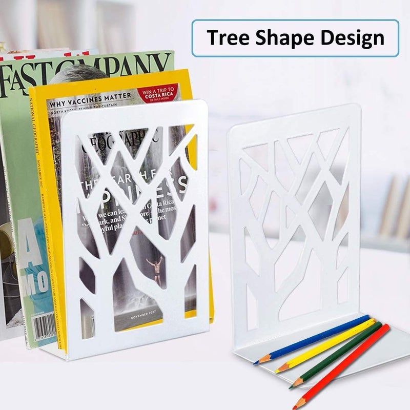 NICOYA Metal Bookends for Shelves Heavy Base Book End Holders for Office White 2 - Image 2