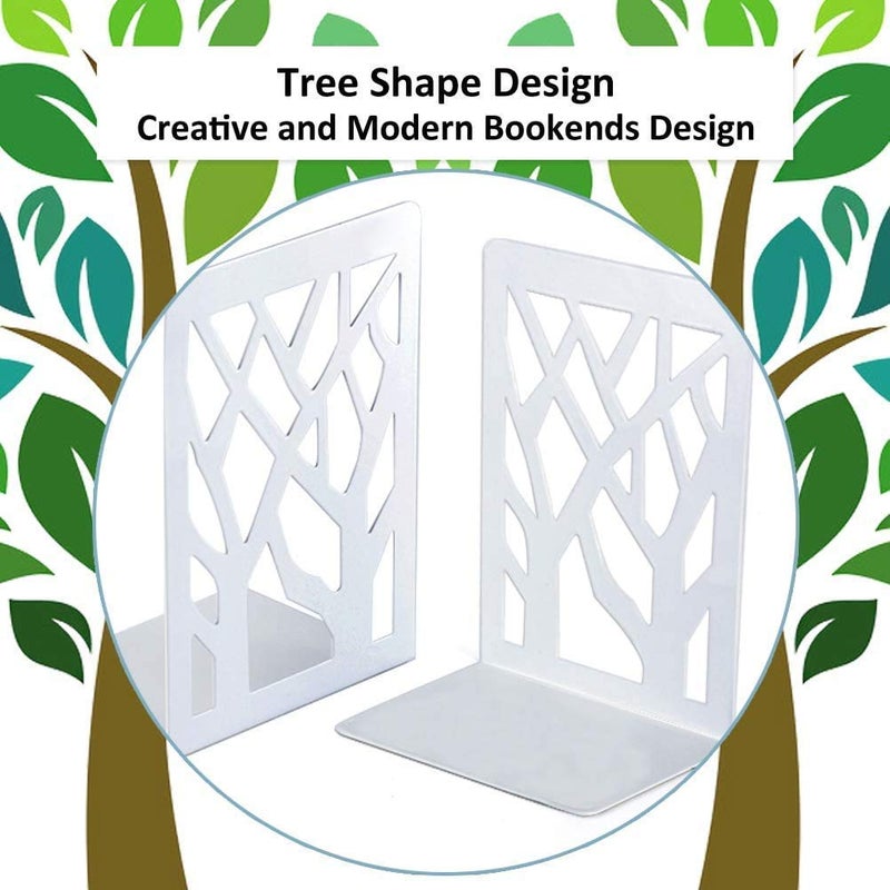 NICOYA Metal Bookends for Shelves Heavy Base Book End Holders for Office White 2 - Image 5