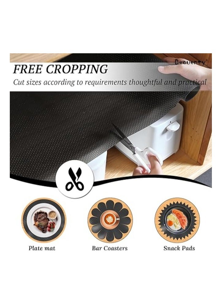 MahMir Non-Slip Shelf Liner for Kitchen 2Rolls(150 x 45cm) EVA Food Grade, on-Adhesive Drawer Mats Liner, Original Smooth Liner, Durable Strong Grip, Stain Proof Shelf for Drawer (Transparent Black)  - Image 4