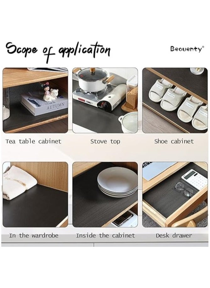 MahMir Non-Slip Shelf Liner for Kitchen 2Rolls(150 x 45cm) EVA Food Grade, on-Adhesive Drawer Mats Liner, Original Smooth Liner, Durable Strong Grip, Stain Proof Shelf for Drawer (Transparent Black)  - Image 3