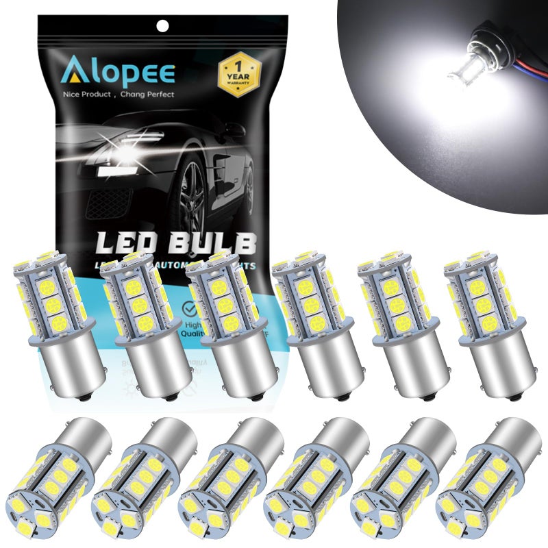 Alopee 1156 LED Bulb Bright White 1141 LED Bulb DC 12V 1156 Bulb Replacement for 1156 7506 1141 1003 RV LED Lights Interior Camper Light Bulbs Trailer Boat RV Light Bulbs 5050 18SMD Pack of 12